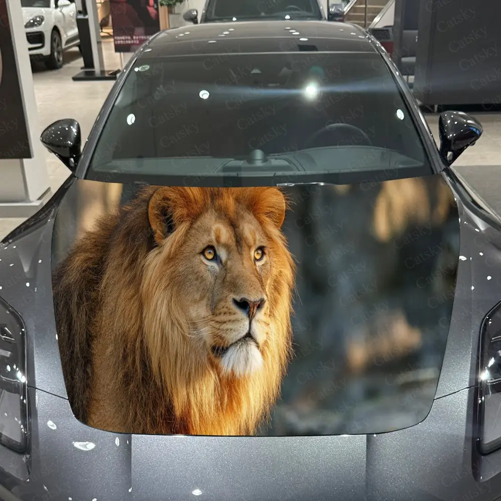 

Majestic Golden Lion Car Hood Stickers - Self-Adhesive, Waterproof and Durable Vinyl Wrap, Decorate And Protect Your Car - The G