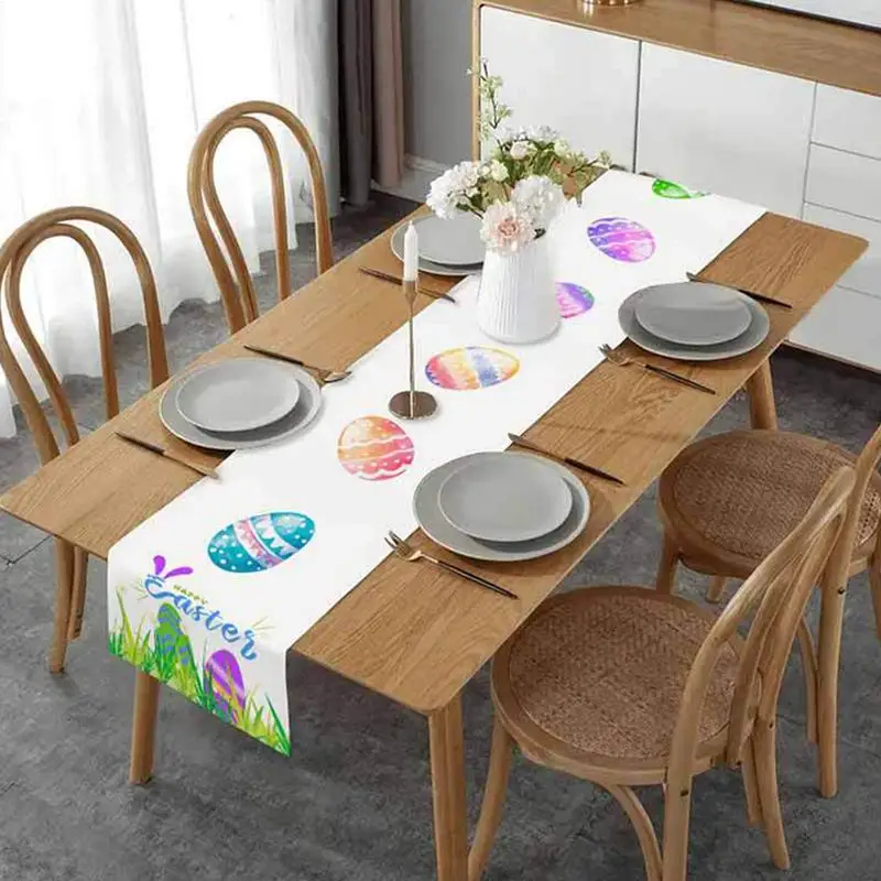 Easter Table Runner Rustic 13x72 Inch Easter Egg Spring Decorations High Definition Reusable Table Runner Easter Decorations For