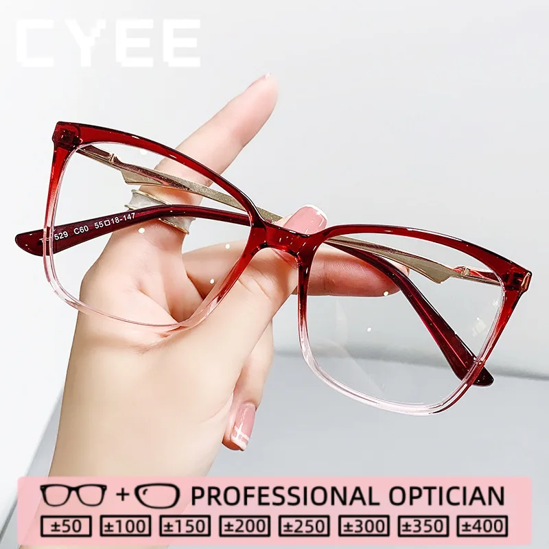 

CYEE Transparent TR90 Butterfly Reading Glasses Women High Quality Anti Blue Ray Eyeglasses Custom Prescription Optical Eyewear