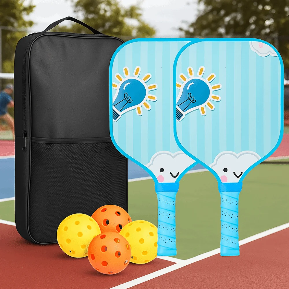 Juego de Pickleball para niños de dibujos animados portátil con bolsa de transporte raquetas de Pickleball para niños juego de juego de Pickleball Universal de 4 bolas