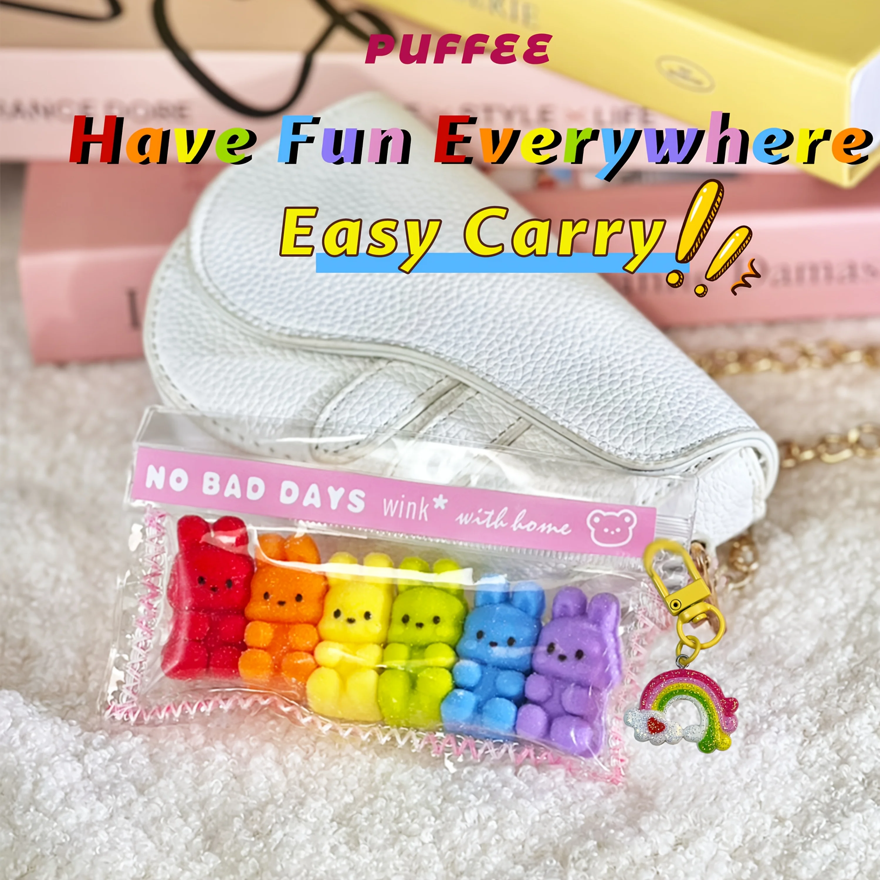 Squishy Taba en Silicone de qualité alimentaire pour chiot lapin arc-en-ciel, jouet à presser doux et crémeux fait à la main, cadeau de noël et de pâques