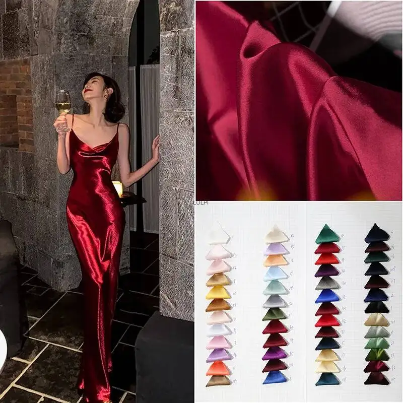 

Burgundy Japanese Acetate Satin Fabric Silk Smooth Skin-Friendly High-End Dress Strap Dress Cheongsam Fabric