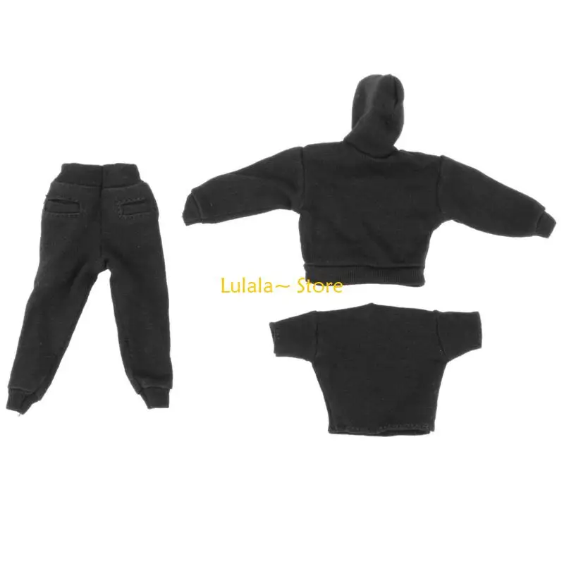 

Y4QA Premium Fabric Miniature Soldier Garment Set Hoodie Sweatpants TShirt Clothing Set For Collectible Figure Dressingup