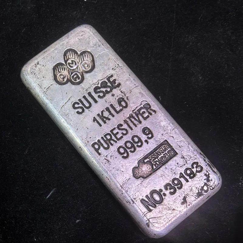 Solid Copper Electroplated Silver, Simulated Silver Block 380g, Prop Ornament