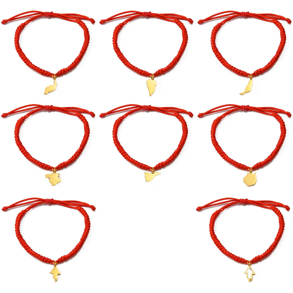(1 pieza) Islas Canarias de España Mallorca La palma con pulseras de cuerda roja para mujer y niña, brazalete canario, joyería # 559262