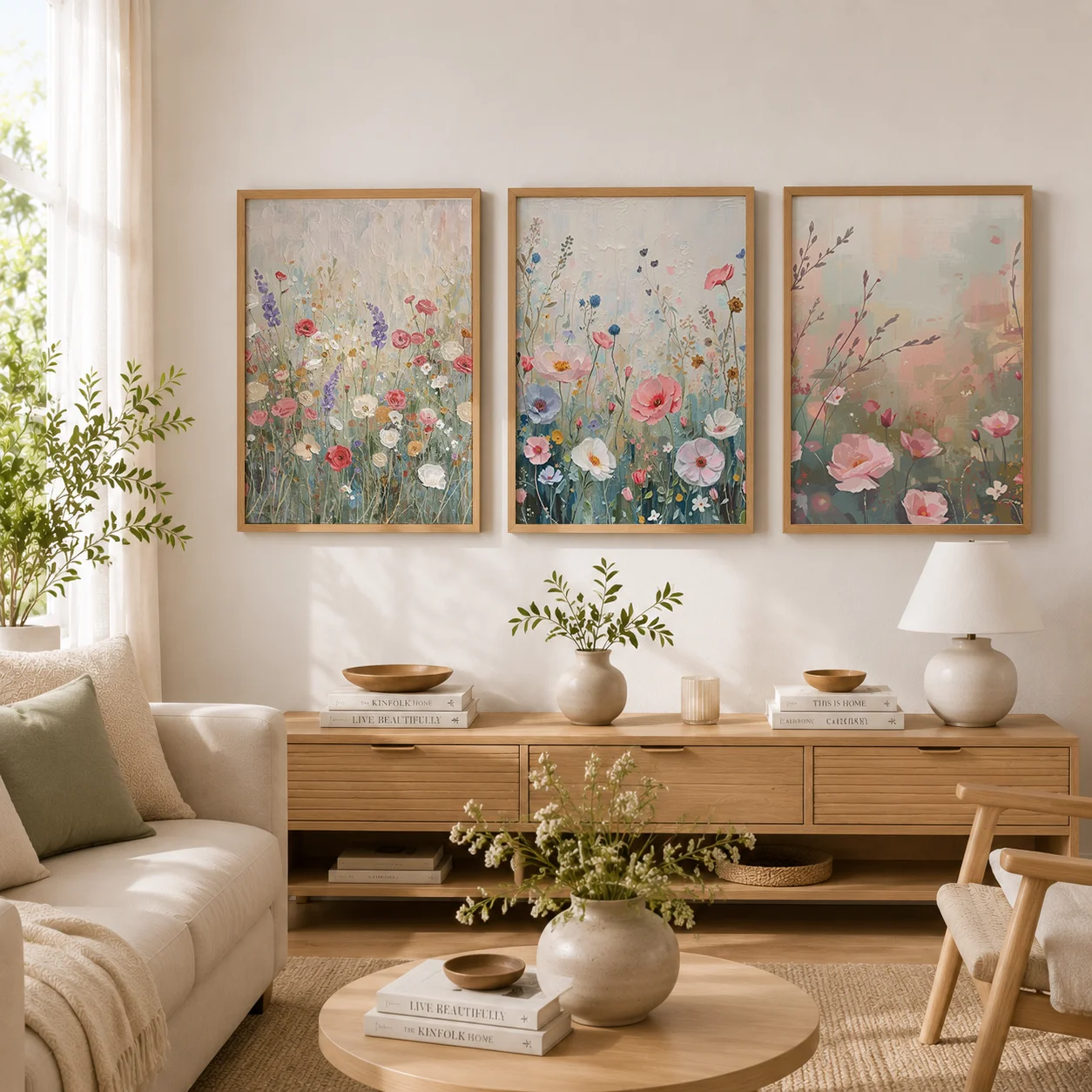 Plant Floral Wall Art, Vintage Wildflower Canvas Painting, Botanical Poster Print for Bedroom Living Room Wall Décor