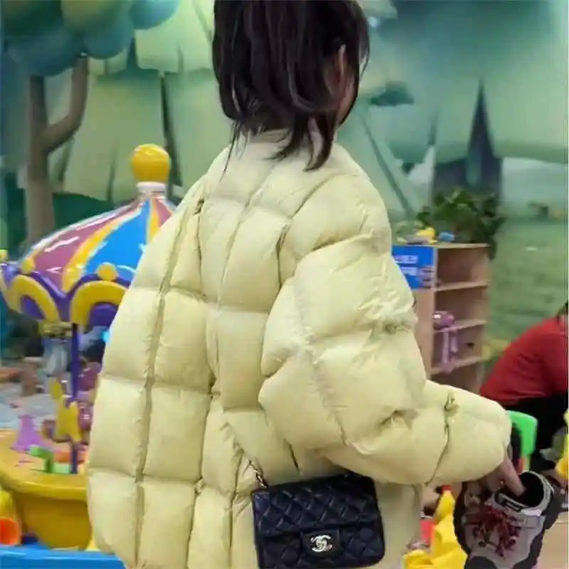 Damen-Baumwolljacke, 2025, koreanische Ausgabe, neuer Herbst-Winter, einfarbig, Rundhalsausschnitt, modisch, dicker warmer Mantel, Parka-Mantel