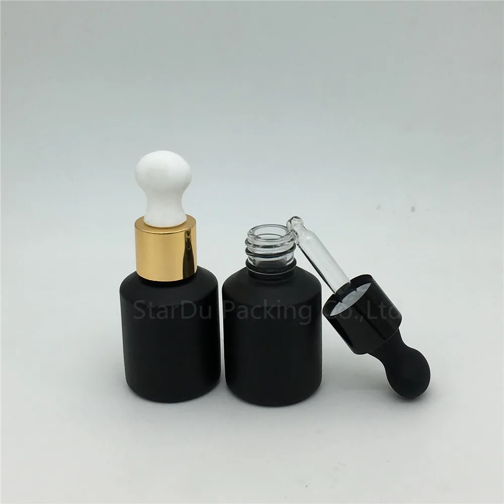 30ml Matt Black Glass Bottle With dropper,  Essential Oil Packing Dropper Bottle With Roblique Angle