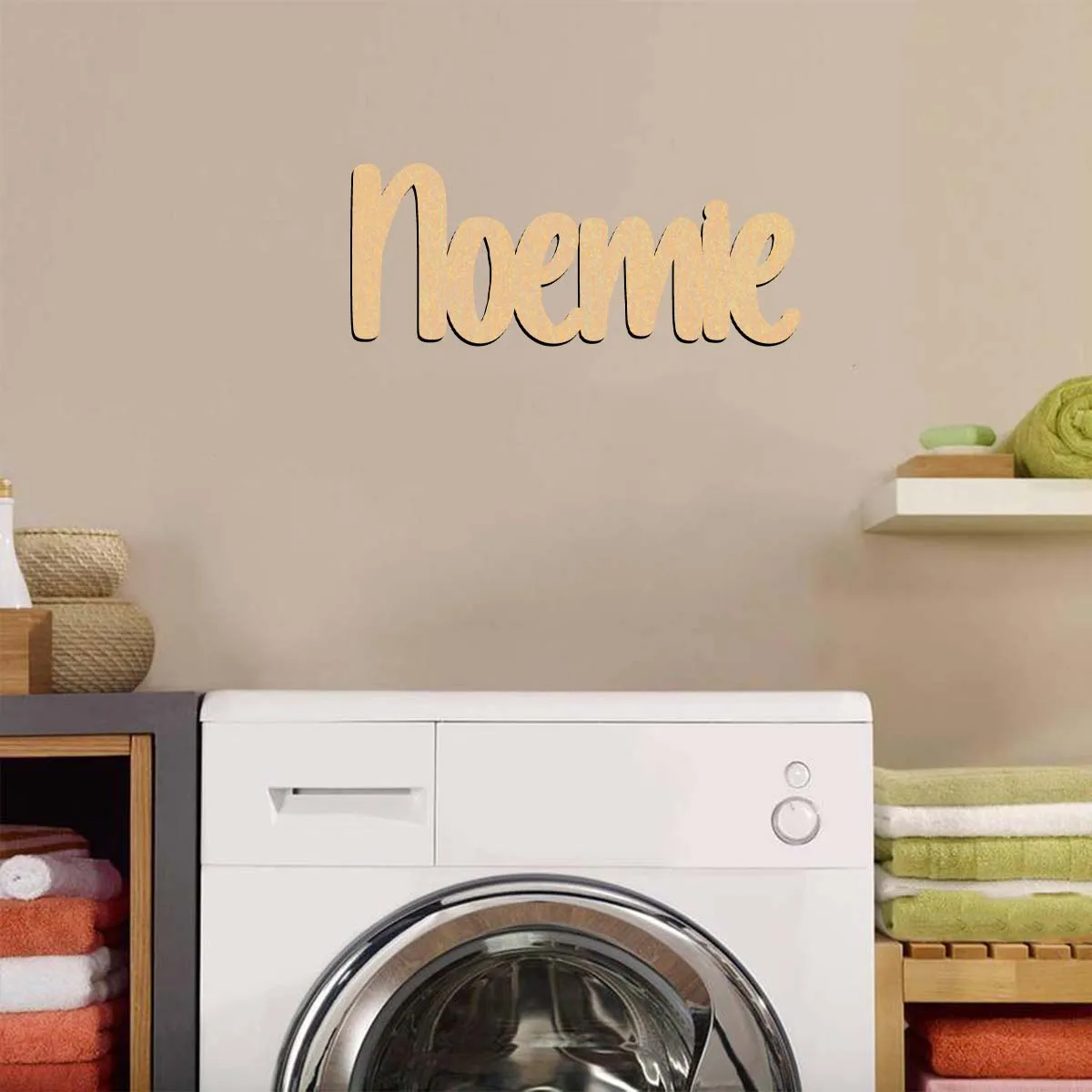 1 Stück Noemie-Beispiel: Langlebiges, personalisiertes Holzschild, Holzplakette, lasergeschnittenes Schild aus unbehandeltem Holz zum Bemalen oder Glitzern