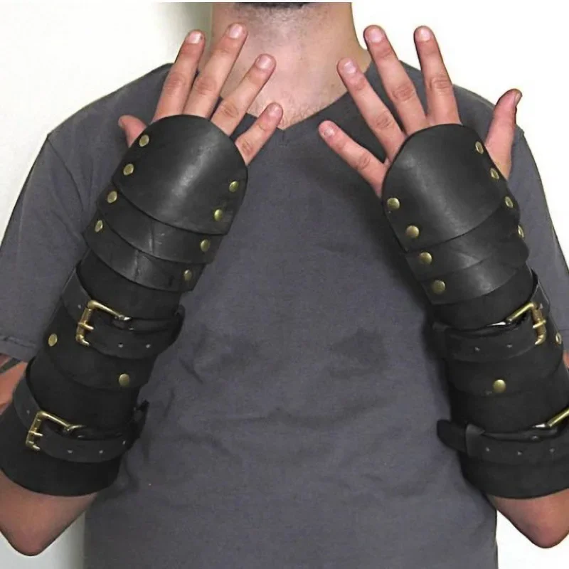 Brazalete de carapaza de cuero Medieval, guantes de armadura para brazo, guantelete de arquero guerrero vikingo para hombres y mujeres, pieza de disfraz de Larp
