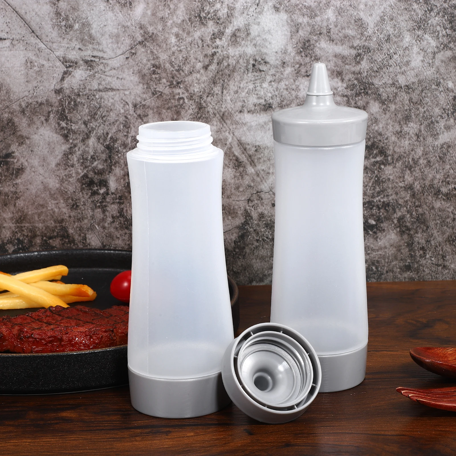 

4pcs Squeeze Bottles Eco friendly Food grade Sauce Ketchup Mustard Salad Dressing Storage Containers Kitchen Gadgets Portable