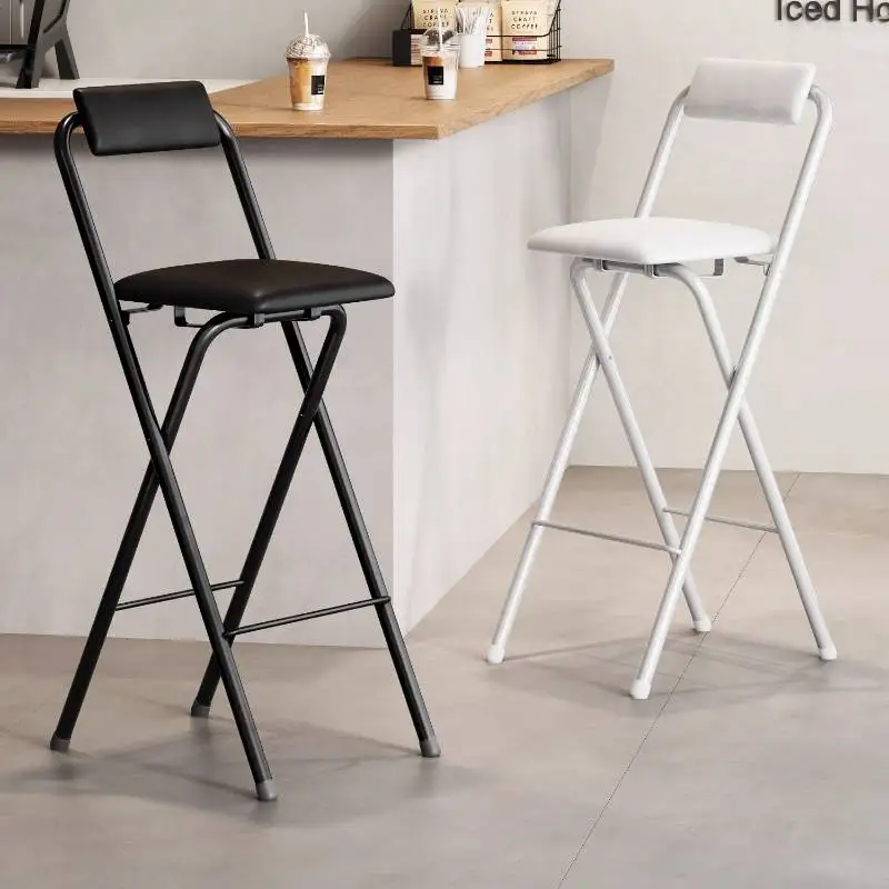 

White Back Support Bar Chair Metal Iron Foldable Upholstered Design Bar Chair Dining Island Luxury Krzeslo Barowe Furniture