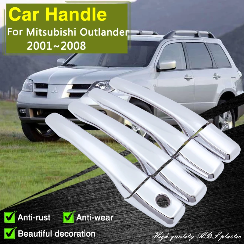 for Mitsubishi Outlander Airtrek 2001 2002 2003 2004 2005 2006 2007 2008 Chrome Smart Door Handle Cover Car Accessories Stickers