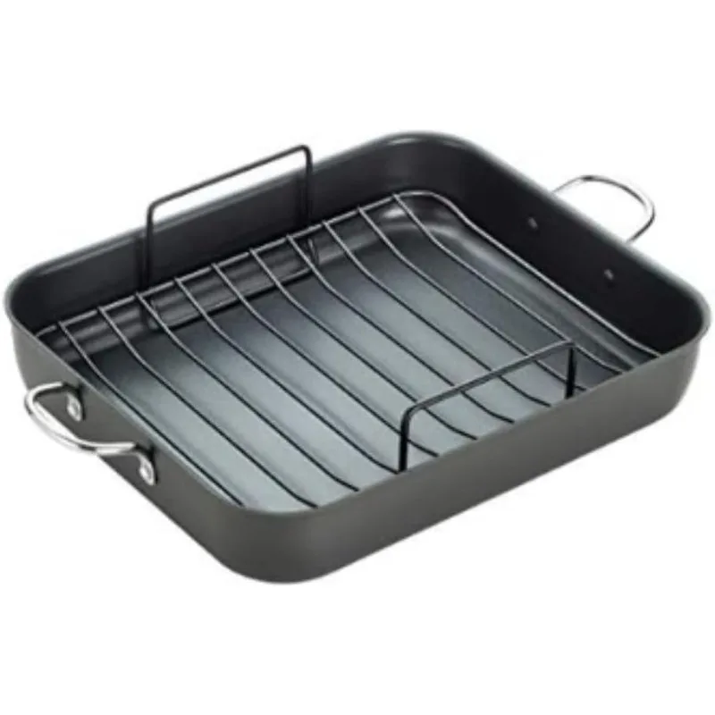 

T-fal Ultimate Hard Anodized Nonstick Roasting Pan 16 Inchx13 Inch Roaster Pan,Cookware Black, Pots and Pans,