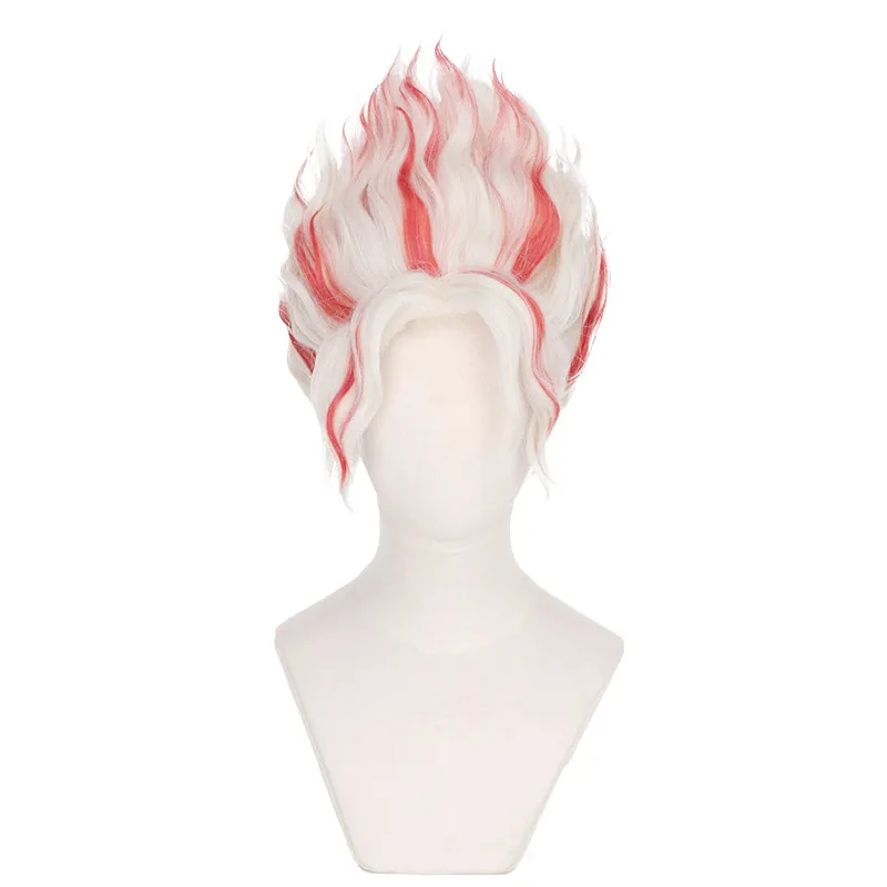 Parrucca cosplay Anime Dandadan Okarun Ken Takakura Parrucca per capelli corti bianca rossa unisex per adulti Parrucca per costume da festa di Halloween