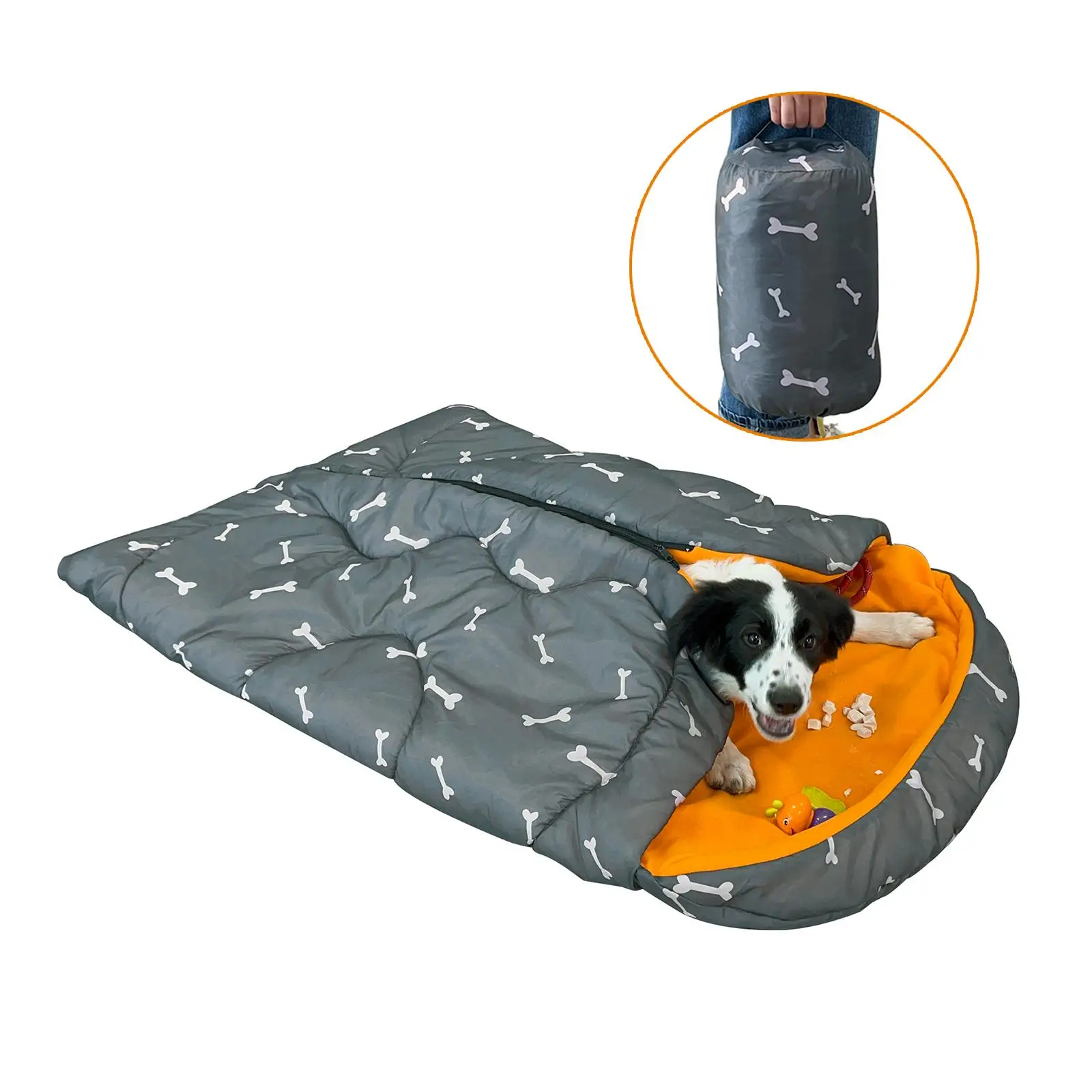 Dog Sleeping Bag Packable Dog Bed Mat Warm Blanket Puppy Winter Nest Cushion Dog Kennel Pad for Outdoor, Hiking, Travel