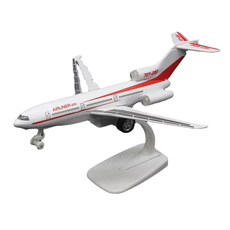 22cm Alloy Aircraft Model Boeing 727 McDonnell Douglas DC-10 Toy Airliner Car Model 4 Light Music