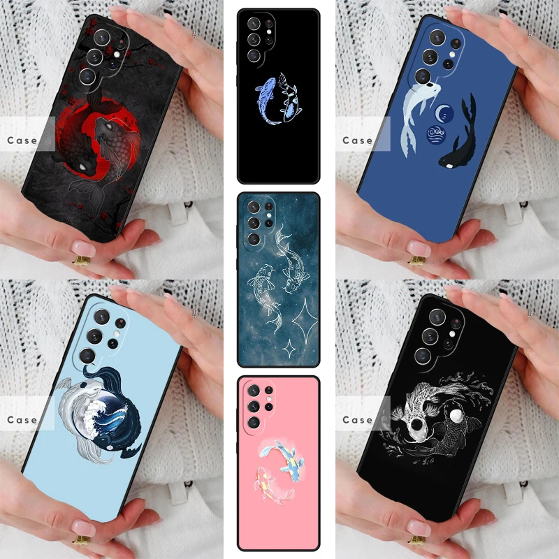 Koi Fish Yin Yang Art TPU Phone Case for Samsung Galaxy S26 S25 S24 S23 S22 S21 S20 Note10 Plus FE Ultra Cover