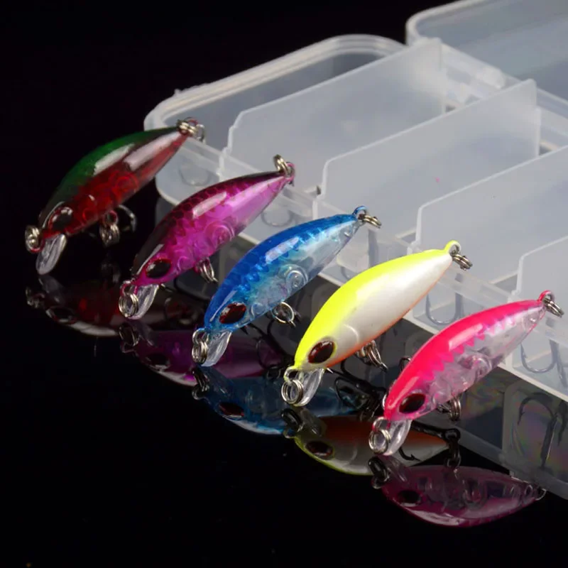 New 5pcs Mini Minnow 4cm 2.5g Fishing Lure Set Kit With Box CrankBaits Wobblers Lures Sinking Carp Fishing Tackle Artificial