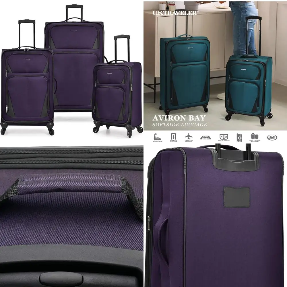 

Purple Aviron Bay 3-Piece Expandable Spinner Luggage Set by U.S. Traveler
