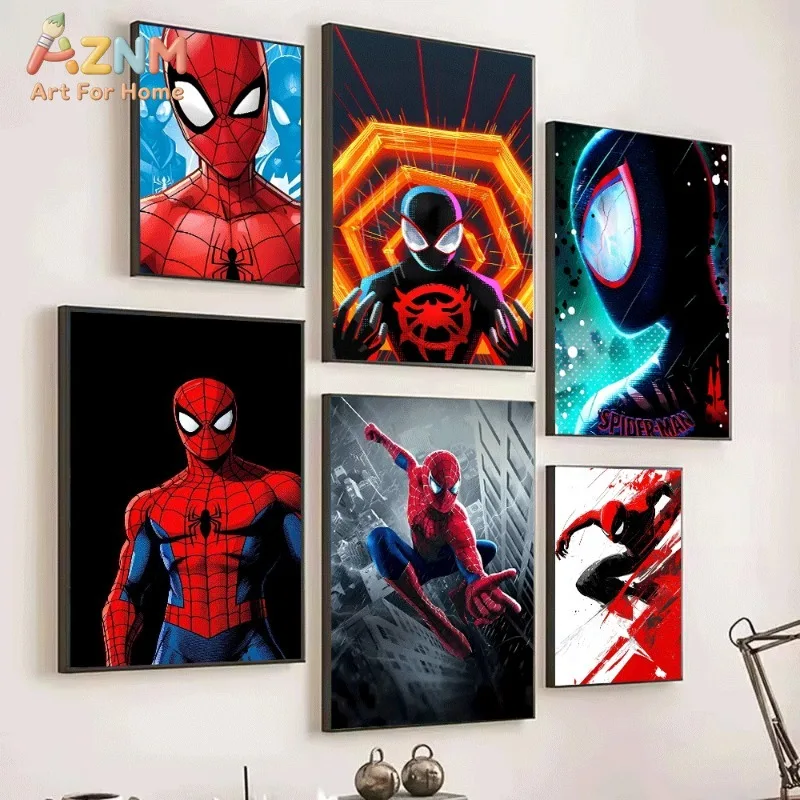 Spider Man Red Suit Portrait Comic Canvas Wall Art Unframed Poster Print for Boys Bedroom Game Room Home Decor Gift