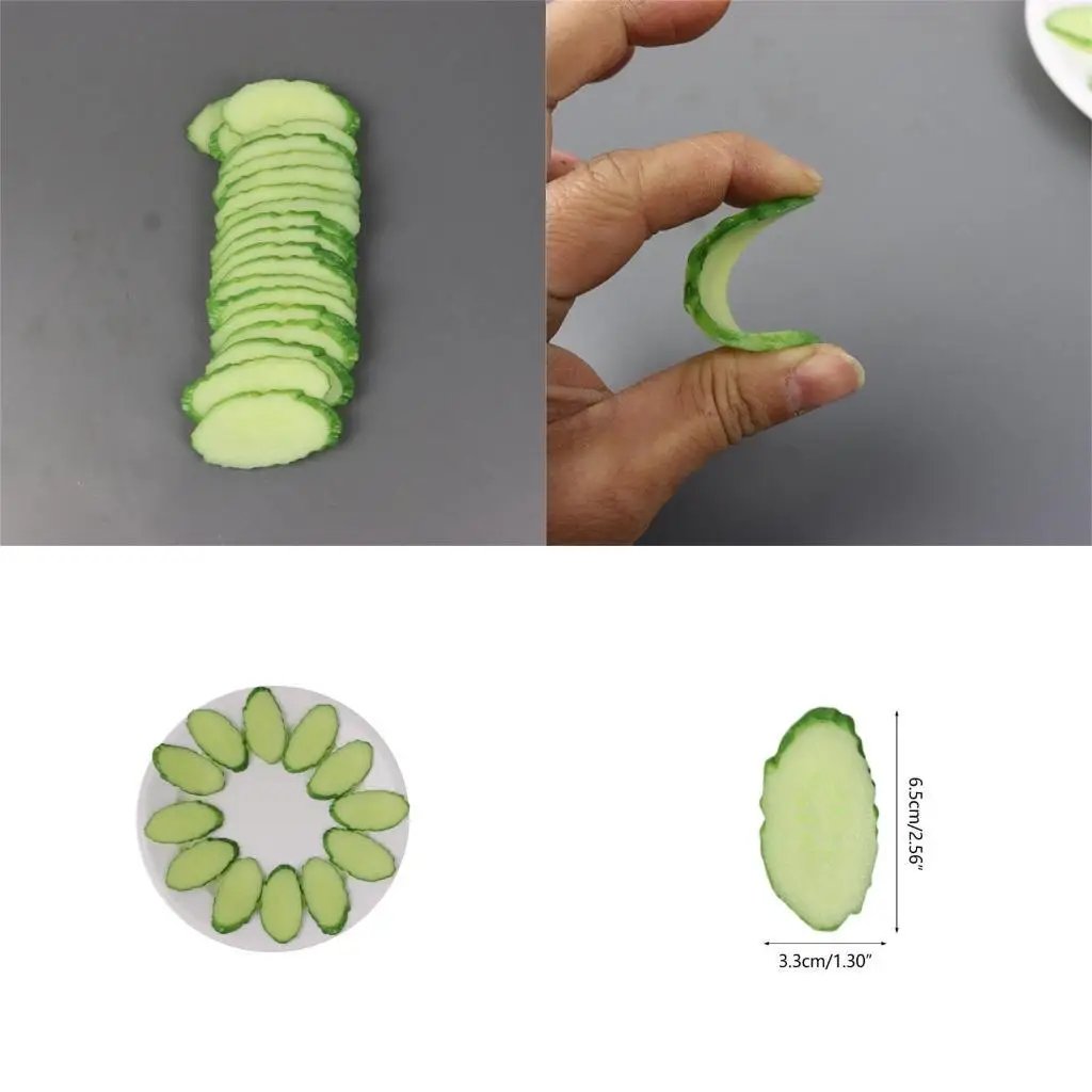

G6KF 10PCS/Pack Fake Cucumber Slices Model Fake Tool Artificial Model
