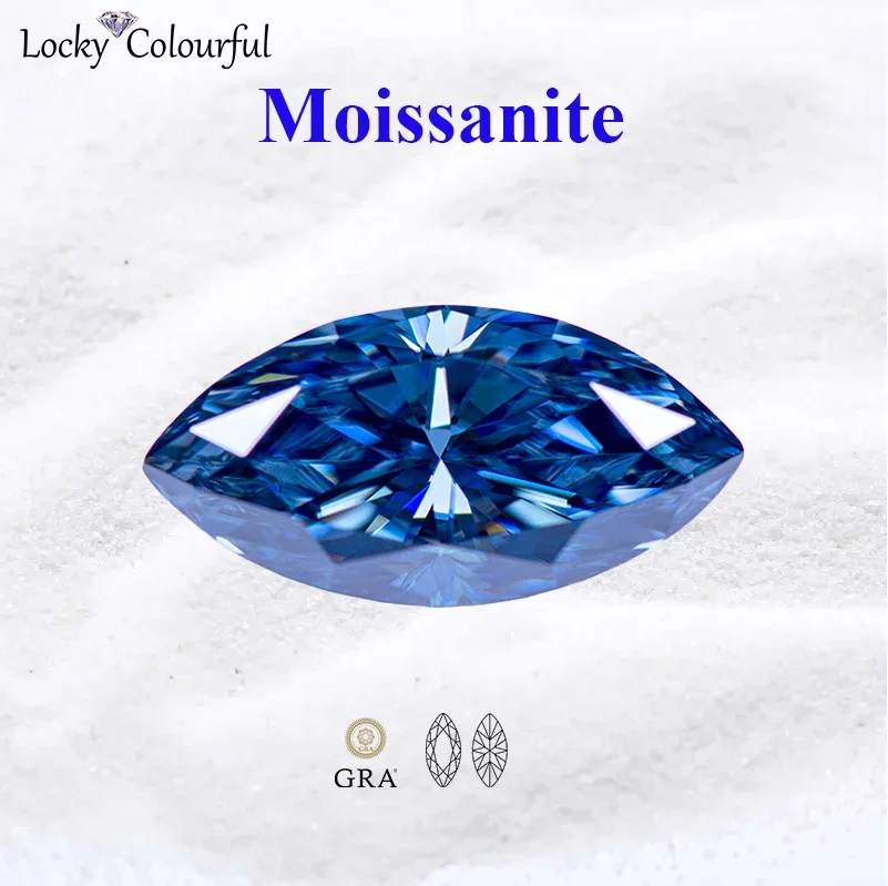 

Moissanite Marquise Shape Natural Royal Blue Color VVS1 with GRA Certificate Beads for DIY Charms Jewelry Making Ring Materials