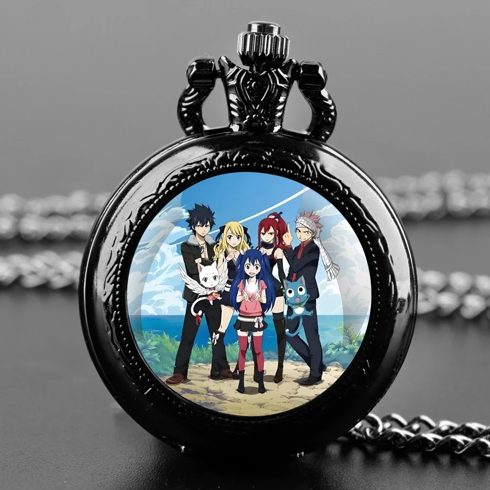 

Anime Vintage Glass Dome Quartz Pocket Watch Chain Linked Timing Pendant Ideal for Men Women Children As Gifts