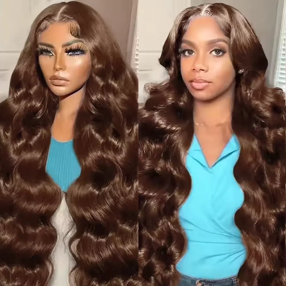 200 الكثافة 13x4 طويل الجسم موجة الدانتيل الجبهة الباروكات 13x6 الشوكولاته البني HD الدانتيل الشفاف الباروكة الأمامية خصلات الشعر المستعار الإنسان قبل Plucke #1