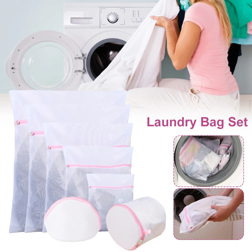 Zippered Mesh Laundry Wash Bag Foldable Thicken Underwear Socks Laundry Bag For Washing Machines Laundry Care Accessories