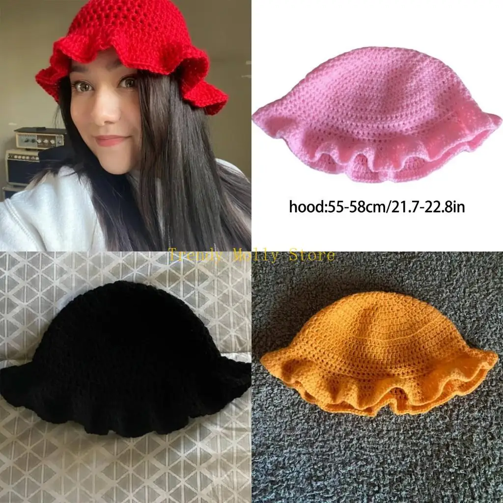 

N5KB Женская шляпа для рыбалки Французская шляпа с капюшоном Весенняя шляпа для фотографии Вязаная панама