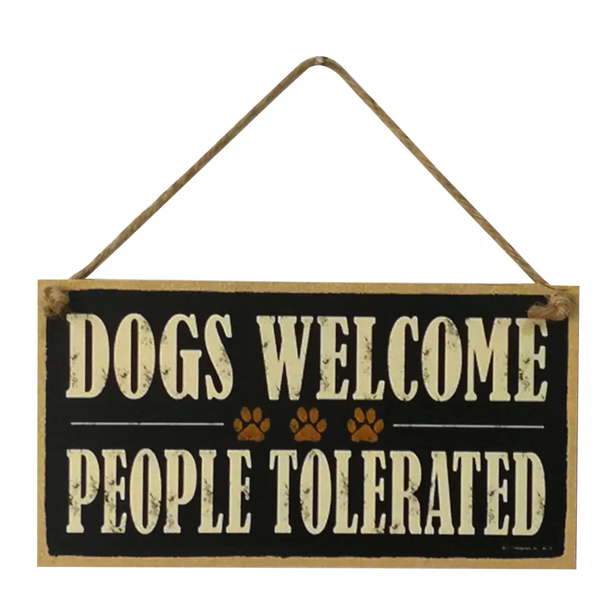 Vintage Dogs Welcome People Tolerated Wooden Hanging Plaque Rustic Farm Decor for Home Office Cafe Wall Door Hanging Plaque