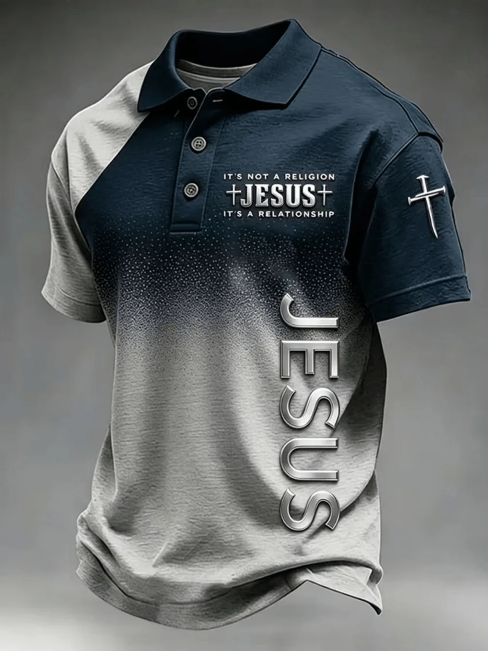 Herren-Polo-Shirt mit Glatter Schwarzer Oberfläche, Silberner Diagonallinie und Slogan-Print, Business-Casual-Oberteil für Sommer und Täglichen Arbeitsweg – Detail 3