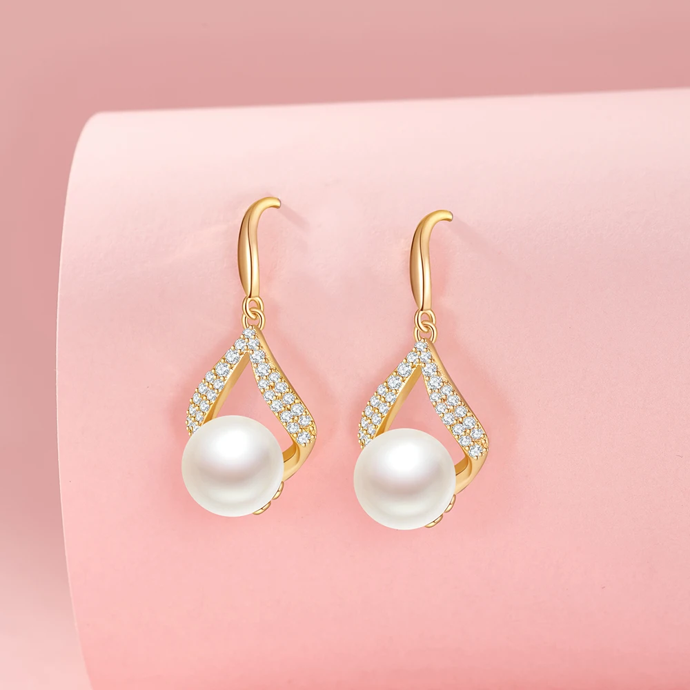 Kolczyki sztyfty NASIYA z perłami 10 mm, srebrne kolczyki dla kobiet, minimalistyczny design, elegancka biżuteria, kolczyki na imprezę, rocznicę, ślub, prezent na urodziny