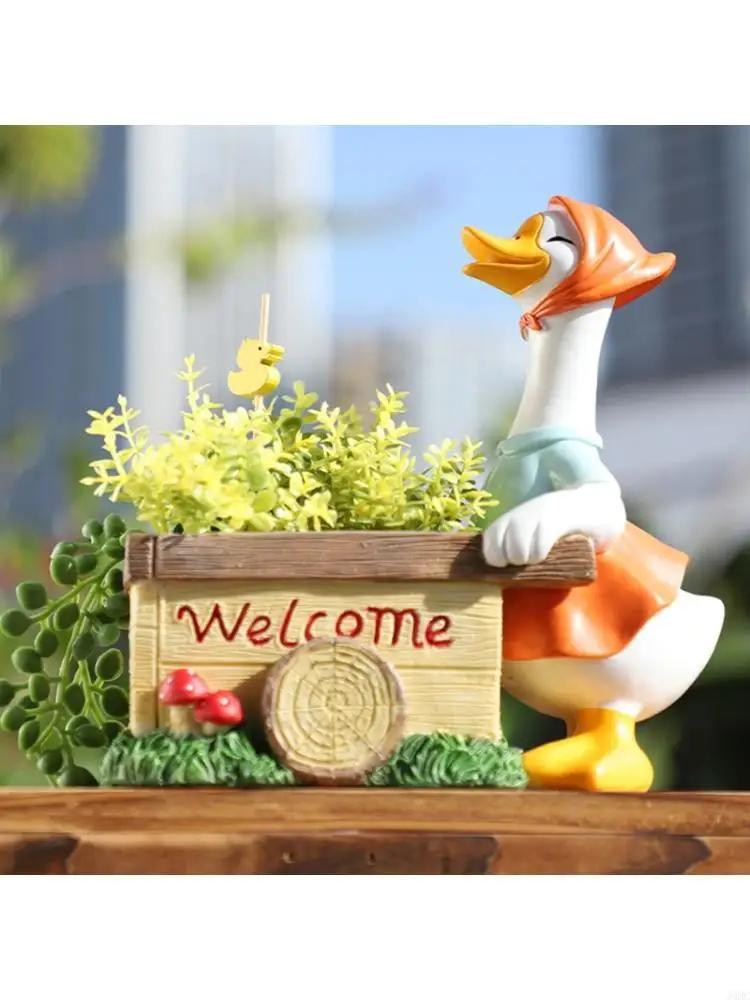 Resin Geese Fleshy Plant Flower Pot for Home Green Plant Potted Plant Personality Creative Resin Ornaments Home J0MC
