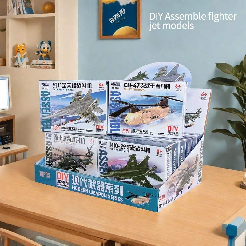 Uma peça mini jatos de combate modelos de helicóptero diy montado aeronaves brinquedos presentes das crianças kits de construção educacional para crianças