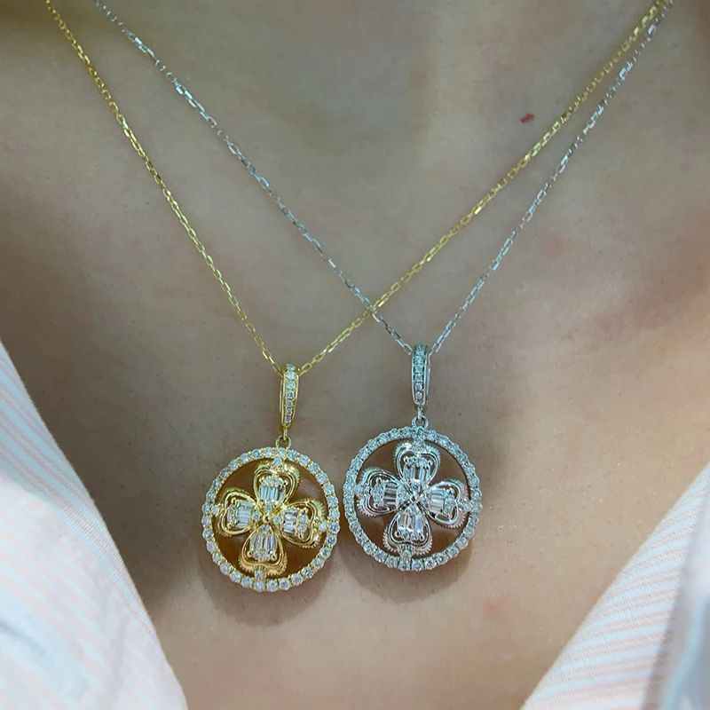Aazuo 18K Solid White Gold Yellow Gold Diamonds 0.48ct Round Pendent NO Chain For Women And Girls Perfect for Special Occasions view 6