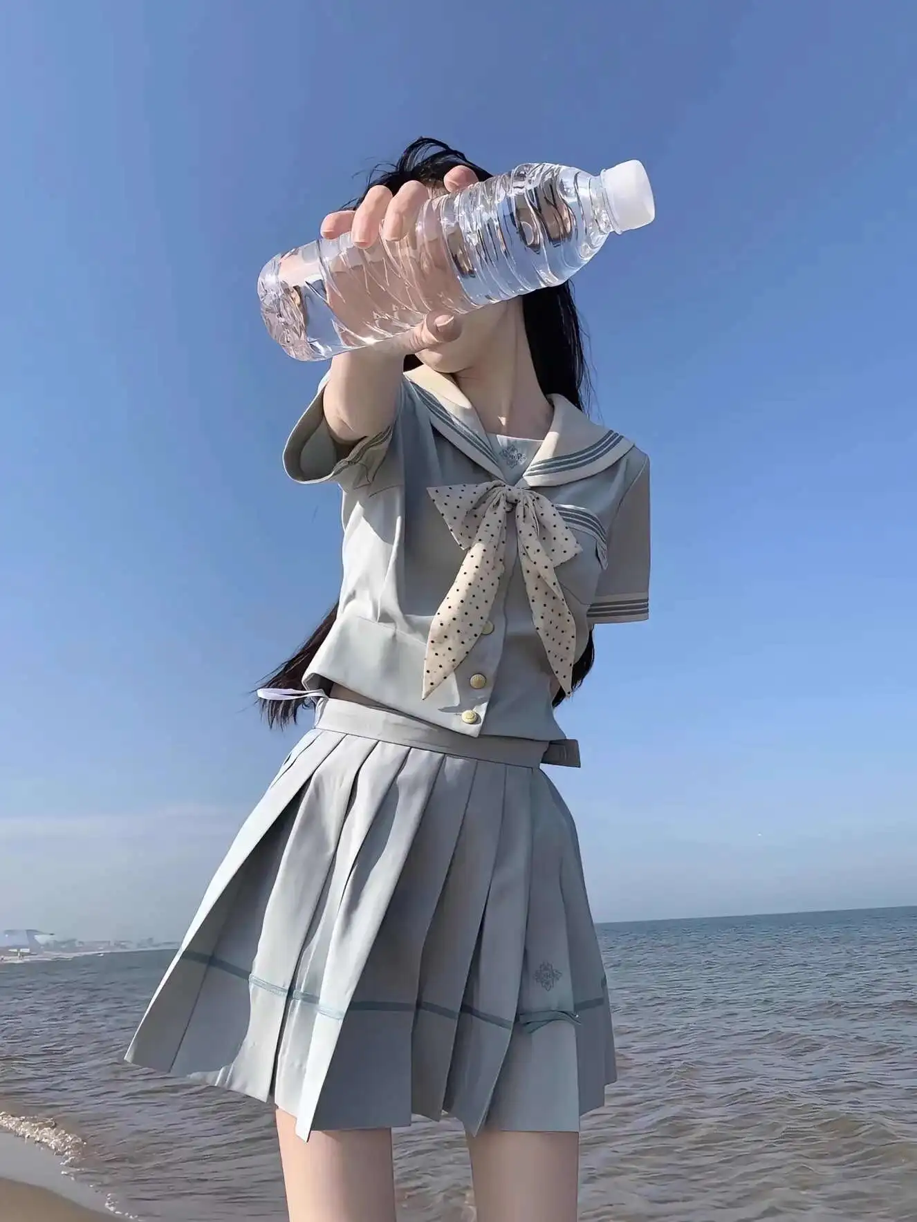 

Новый японский стиль, академическая атмосфера, униформа моряка, женская футболка, топы, плиссированная юбка, униформа JK, летний мятный костюм на Хэллоуин, Cos