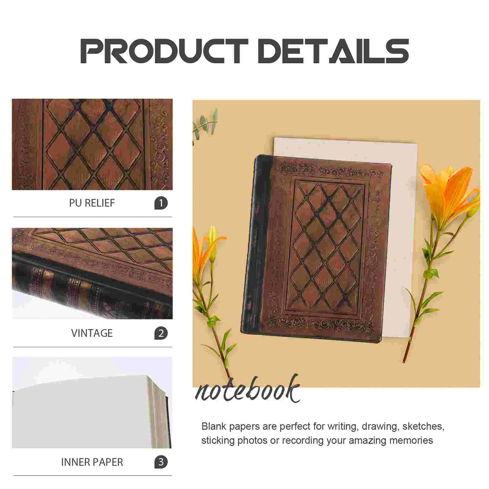 Vintage Bronze Notebook 208 Pu โน้ตบุ๊คแผ่น PU กระดาษคราฟท์สมุดบันทึก Sketch Book Travel Memo