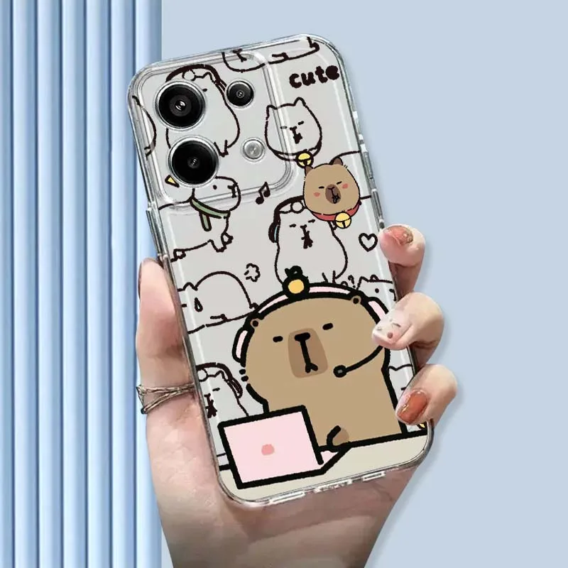 カピバラ漫画かわいいデザイン Xiaomi Mi Poco F2 F3 F4 F5 F6 X5 X6 X7 Pro TPU保護透明スマホケース