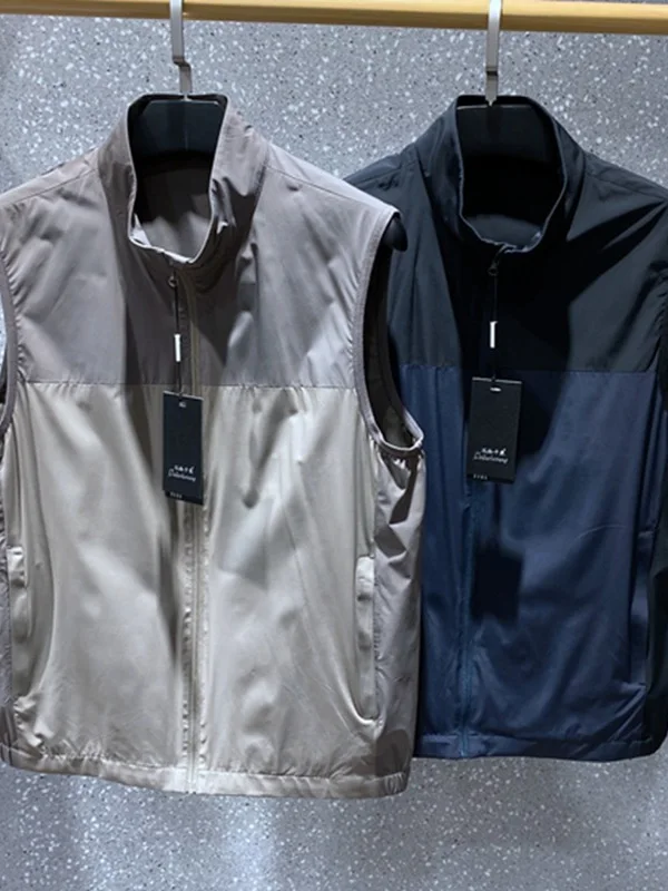

Весенняя новинка: Мужской жилет на молнии с воротником-стойкой из мягкой эластичной ткани, универсальный, для повседневной носки, модный.