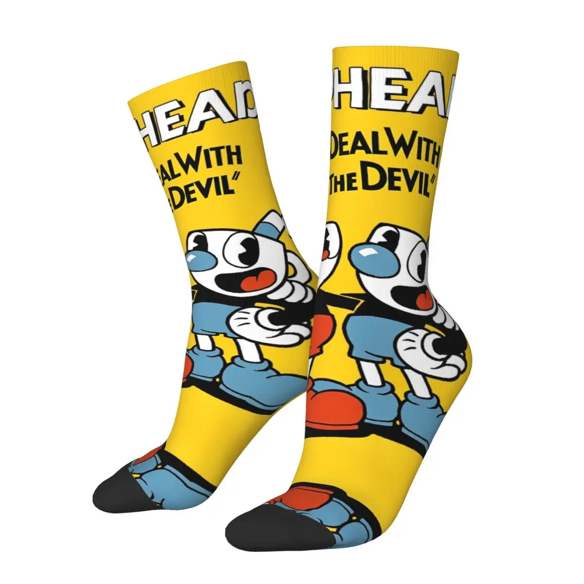 New Men's Socks Novelty Cuphead Sock Polyester Great Retro Game Graphic Women Socks Spring Summer Autumn Winter