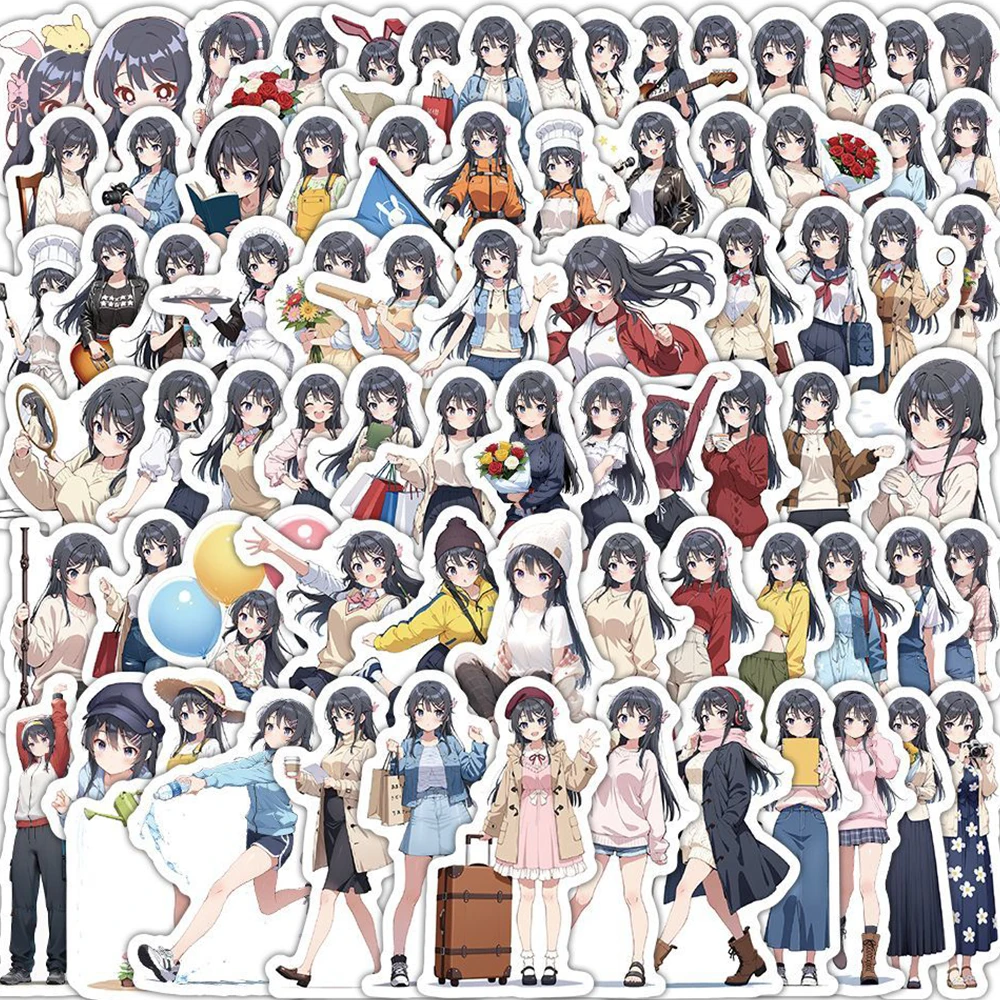 

10/30/50/100pcs Girls Sakurajima Mai Stickers Bunny Girl Senpai Anime Sticker ‌Rascal Does Not Dream Of Bunny Girl Senpai Decal