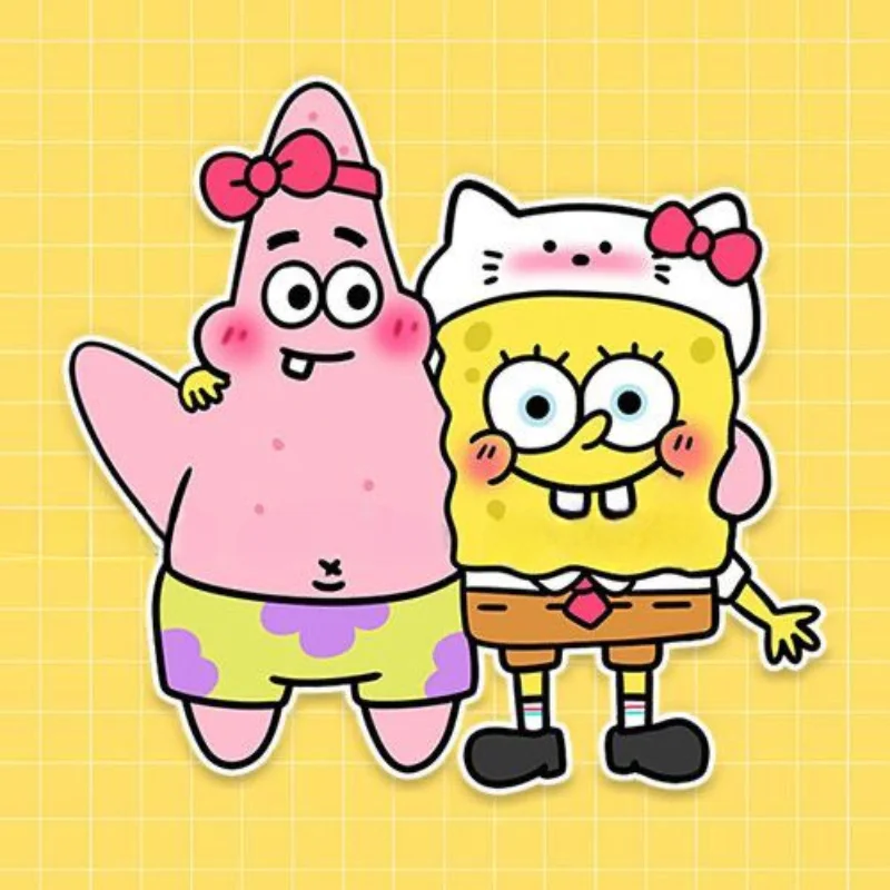 Cute SpongeBob SquarePants Patrick Star Car and Motorcycle Scratch Covering Decorative Waterproof Cartoon Stickers Wholesale