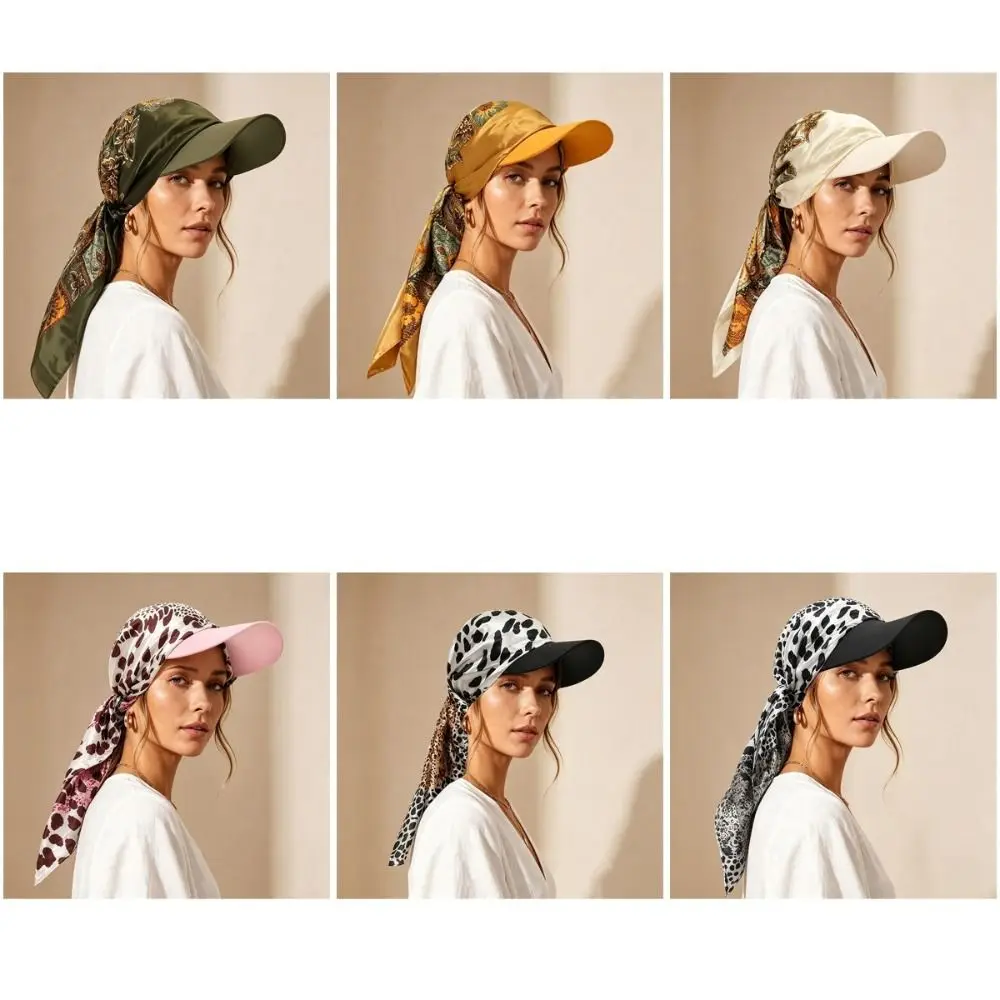 Portable Sun Visor Brim Satin Head Scarf Stylish Elegant Bandana Cap Breathable Sun Visor Scarf Unisex