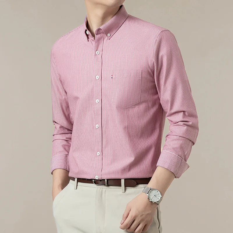 Men Cotton Long-sleeved Shirt Spring Autumn Business Casual Shirt Coat