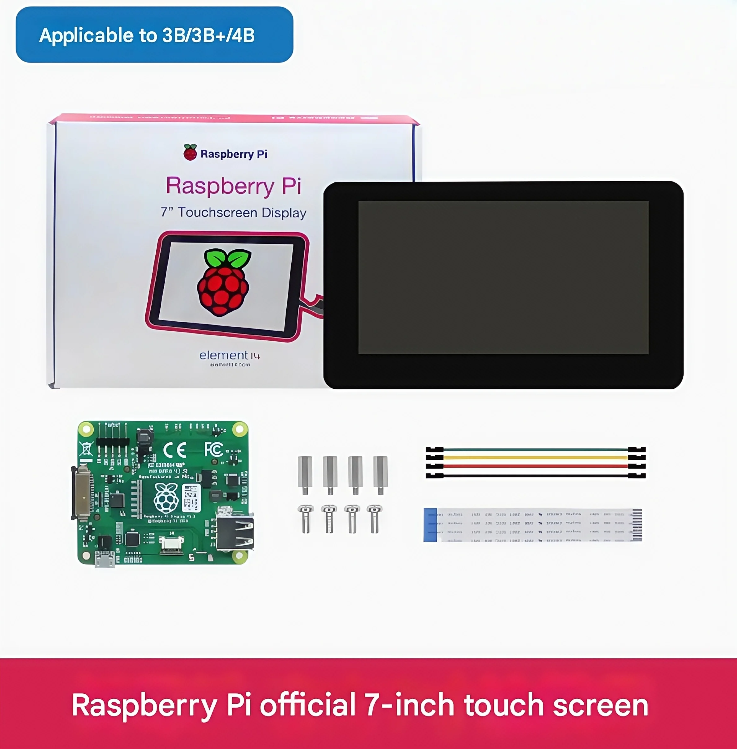 

Raspberry Pi 3B/3B+/4B official 7-inch touch display screen