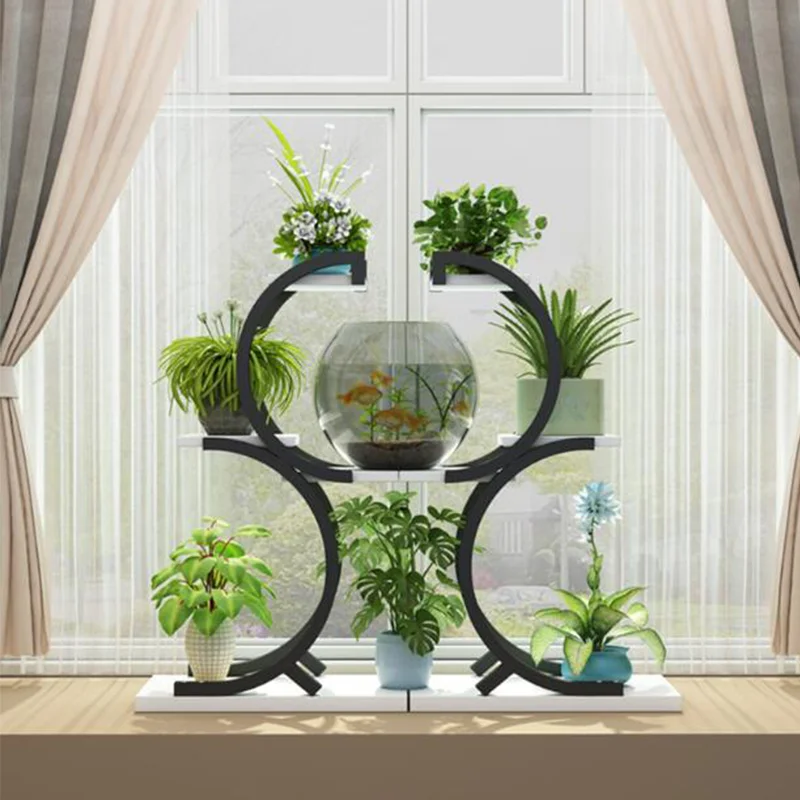 Wholesale hot sale assembled metal shelves steel wooden floor plant racks flower stands