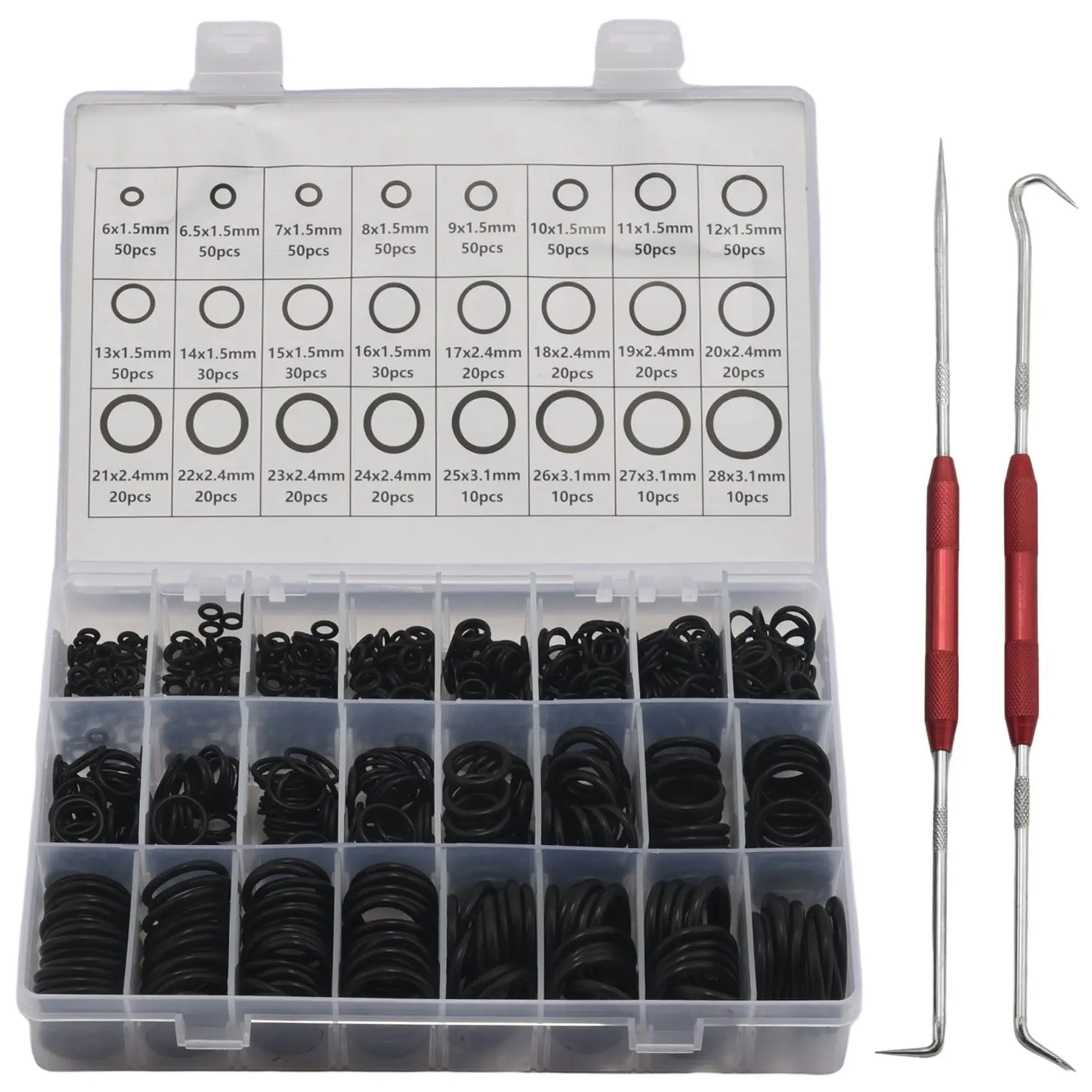 DT17 740PCS Nitrile Rubber O Ring Set with Hook Tools NBR Seal Rings Gasket Oil-Resistant Kit