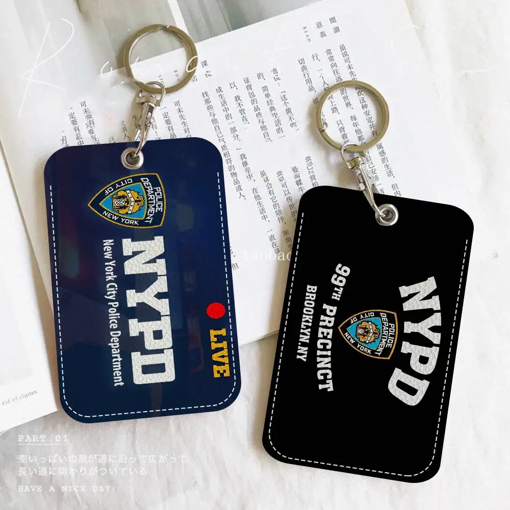 N-New York City Police Department NYPD PU Soft Leather Rectangular Key Card Holder Elevator Protection Cover Youth Faion Accory